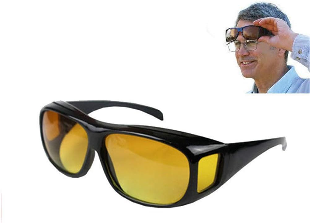 Lunettes de soleil de conduite de nuit wrap around jaune anti glare UV