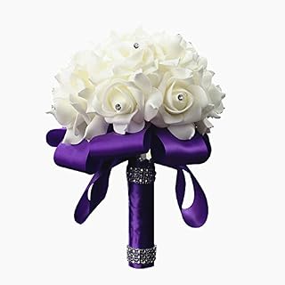 StillCool Wedding Bouquets Crystal Pearl Silk Roses Bridal Bridesmaid Wedding Hand Bouquet Artificial