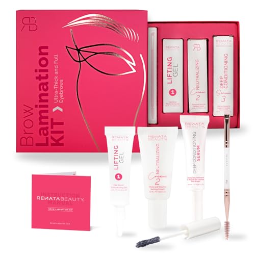 Renata Beauty Kit de Laminación de Cejas – Completo Set DIY de 4 Piezas para Casa con Gel Elevador, Perm, Sérum y Cepillo Dual – Cejas Voluminosas y Definidas Hasta 4 Semanas de Duración
