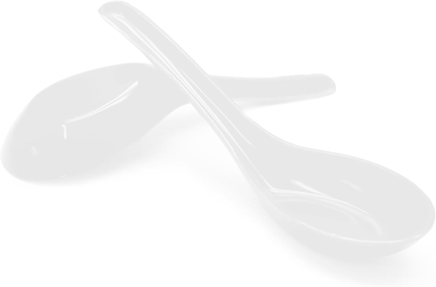 2 Pcs Chinese Soup Spoons, Melamine, White