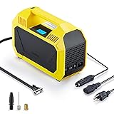 OlarHike AC/DC Tire Inflator, Portable Electric Air Compressor for Car(DC 12V) and Home(AC 110V), Tire Pump with Pressure Gauge, LCD Display and Adapters, Air Pump for Cars, Bikes, Basketballs