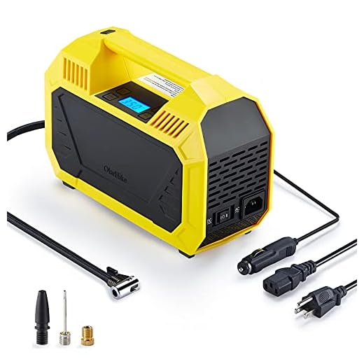 OlarHike AC/DC Tire Inflator, Portable Electric Air Compressor for Car(DC 12V) and Home(AC 110V), Tire Pump with Pressure Gauge, LCD Display and Adapters, Air Pump for Cars, Bikes, Basketballs