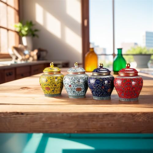 Niebieski chiński słoik imbirowy - porcelanowy dekoracyjny słoik do przechowywania z pokrywką do tradycyjnej dekoracji domu herbata suszone owoce płatki śniadaniowe - elegancki niebieski akcent