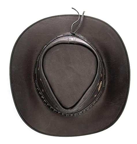 Chapéu Americano Country Em Couro Legitimo Cowboy (Preto, G)