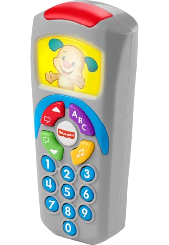 Image of Fisher-Price Baby Learning Toy Laugh & Learn Puppy’s Remote Pretend TV Control with Music & Lights for Developmental Play Infants Ages 6+ Months