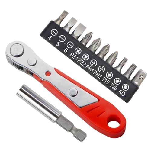 baojielai Llave de trinquete de ángulo recto Juego de tuercas Destornillador Brocas de destornillador 1/4 pulgadas Mango hexagonal Ranura de accionamiento Herramienta de mano