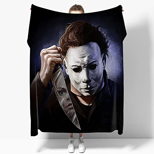 Horror Movie Blanket Mic-hael My-ers Halloween Super Soft Cozy Warm Fleece Throw Blanket Fluffy Plush Lightweight Bedding Quilts for All Season Bed Sofa Couch 60"x50" Medium for Boys Girls