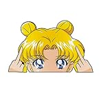 Car Decal Stickers JDM Funny Label Japanese Anime Figure Cute Girl Peeker Waifu Vinyl Paster for Vehicle Window Trunk Bumper Laptop Bottle Skateboard Backpack Wall (Sail-or Moon- Yellow)