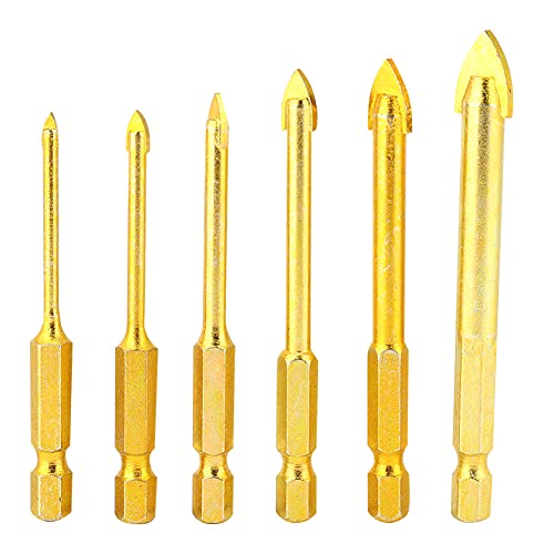 Bits de taladro triangulares ranura vástago hexagonal Bits de perforación trenzado establecidos 3/4/5/6/8/10 mm aplicable a las paredes normales de madera de madera de vidrio de cerámica 6