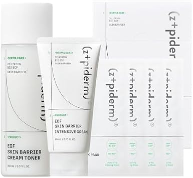 Zipiderm EGF Skin Barrier Intensive Moisture Set Cream Toner + Intensive Cream + Dressing Sheet Masks4EA, Korean Deep Hydration & Barrier-Repair Routine for Dry, Sensitive & Irritated Skin