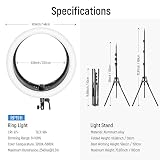 NEEWER Lampa pierścieniowa 19 cali ze stojakiem, 3 uchwyty na telefon i mini głowica kulowa, ulepszone sterowanie 2,4 G i dotykowe, delikatne ściemnianie przy 1%, 3200 K-5600 K Ring Light do TikTok