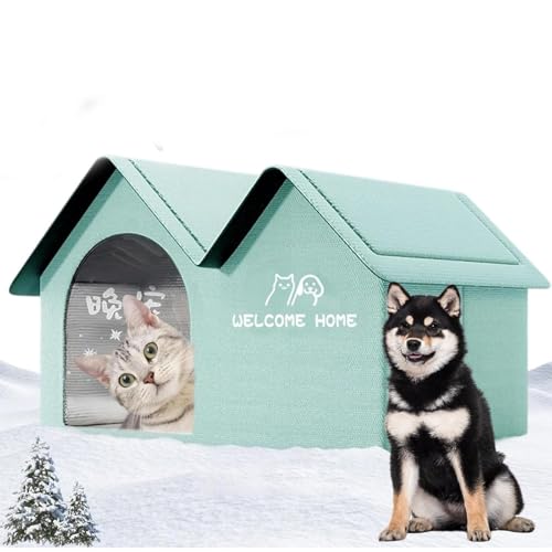 Air Conditioned Dog House,2025 New Air Conditioner Cat House, Pet Cooling House with Removable Pad & Ice Pack, for Small, Medium and Large Dogs and Cats (Green)(Medium)