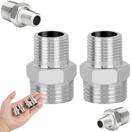 2PCS Shower Hose Connectors,Stainless Steel Plumbing Fittings,Male to Female Threaded Connector Accessories,Water Pipe Plumbing Adapter,Hose Pipe Connectors and Fittings,Hose Connections,Easy to Use