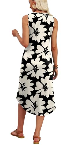 Image of WIHOLL Summer Dresses for Women 2026 Button Front Sleeveless Casual Midi Dress Beach Vacation Sundresses with Pockets