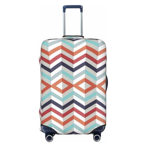 Zig Zag Lines Print Luggage Suitcase Cover Protector Luggage Washable Covers With Concealed Zipper