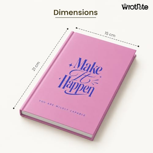 Image of Make It Happen A5 Diary Notebook for Women and Girls, Pink Hardbound, 200 Ruled Pages 90 GSM, Motivational Diary for Office and Gifting