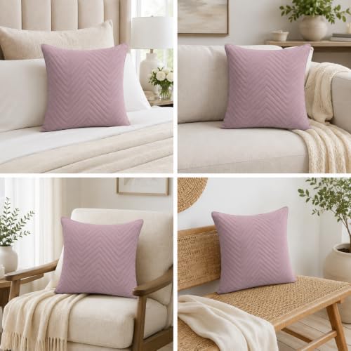 Image of RD TREND UltraSonic Microfiber Cushion Covers 24 inch x24 inch, Set of 2, 250 TC, Back Zipper (Mauve Rose)