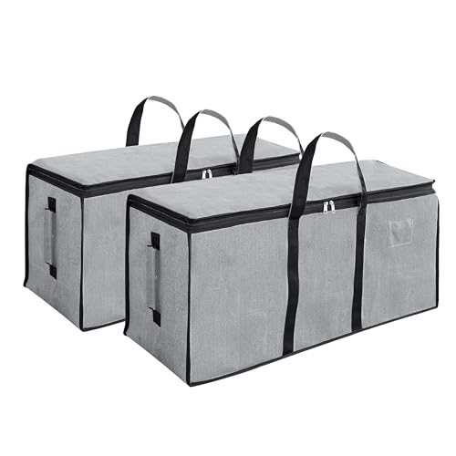 Image of Storite 2 Pack Multi-Purpose Heavy Duty Moisture Proof 81 L Canvas Super-Size Jumbo Storage Bag /Toys /Blankets /Stationery /Clothes /Moving bags With Strong Handles Rectangular(87x26x36cm), Grey