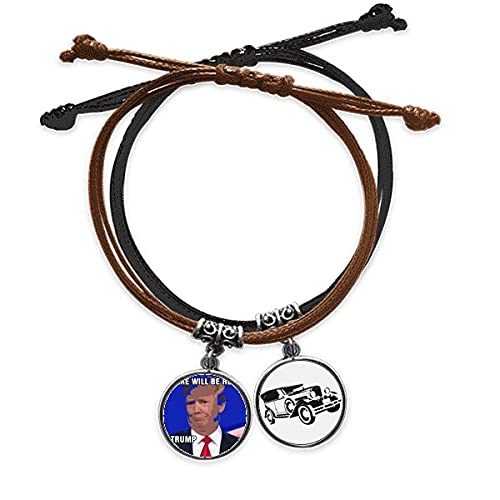 Bracelet Trump corde main chaîne bracelet cuir pour homme et femme tendance