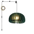 TimberAura Pendant Light with Felt Lampshade, Modern Hanging Lamp Fixture, DIY Acoustic Plug-in Pendant Light for Kitchen Island, Living Room, Dining Room, Bedroom, Office (D13.7"x7.8")