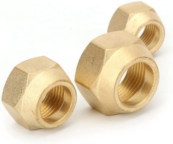 Brass Air Conditioner Nut Forged SAE 1/4 3/8 1/2 3/4 fit UNF Metric Female Thread Flare Connecting Pipe Fitting Adapeter(Metric,1I4 for 6.35mm)
