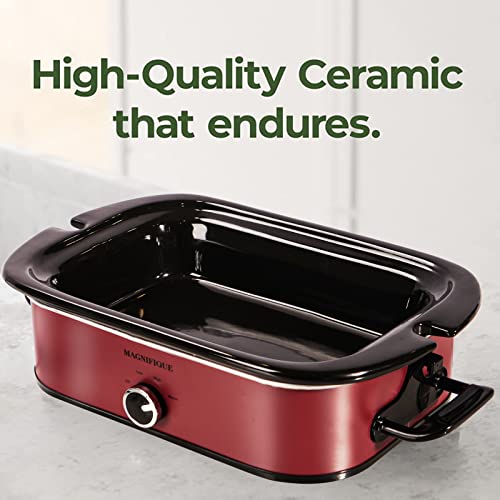 Magnifique-4-Quart-Slow-Cooker-with-Casserole-Manual-Warm-Setting-Perfect-Kitchen-Small-Appliance-for-Family-Dinners-Dishwasher-Safe-Crock-Red Magnifique 4 Quart Slow Cooker with Casserole Manual Warm Setting Perfect Kitchen Small Appliance for Family Dinners Dishwasher Safe Crock Red