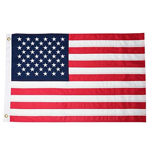 DLORY 2x3 FT American Flag Deluxe Long Lasting Outdoor US Flag Fade Resistant Embroidered Stars and Sewn Stripes USA Flag