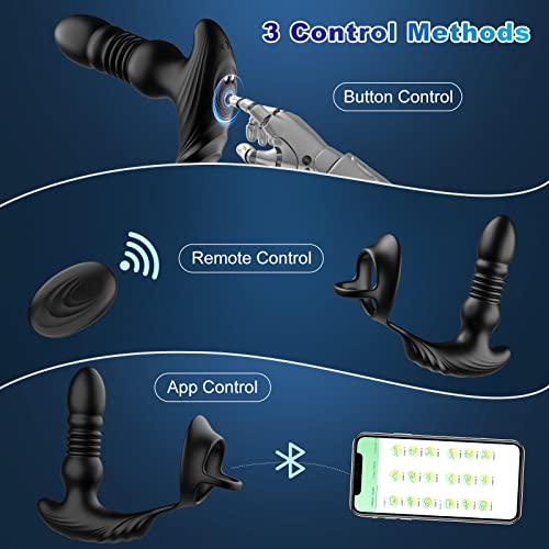 Thrusting Prostate Massager Sex Toys For Men, Vibrating Anal Plug With Cock Ring, Krumppo Anal Sex Toys With App Remote Control, Butt Plug Anal Vibrator With 9 Thrusting & Vibrating Modes, Adult Toys #TOP2