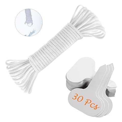 ORIMERC 30 feet Self Watering Wick Cord Automatic Watering Device for Vacation Self-Watering Planter Pot Potted Plant Sitter Auto Drip Waterer with 30 pcs 5 x 7cm Plant Labels Garden Tag Marker Cover