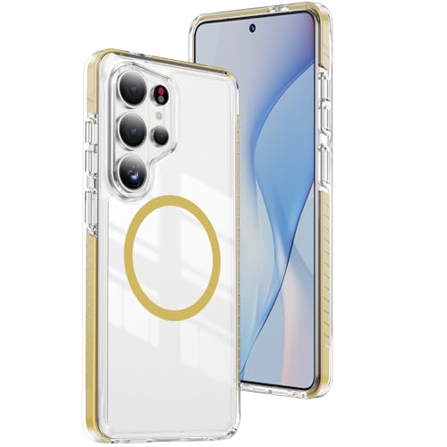 DEERLAMN Magnetic Clear Case for Samsung Galaxy S26 Ultra/S25 Ultra 6.9-Inch,[Fit for Magsafe][Military Grade Drop Protection] Transparent Slim Fit Shockproof Protective Phone Cover,Yellow