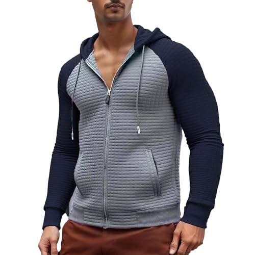 Mens Jackets Casual Stylish Big And Tall Hoodies Fashion Jackets Long Sleeve Work Solid Color Light Zip Jacket