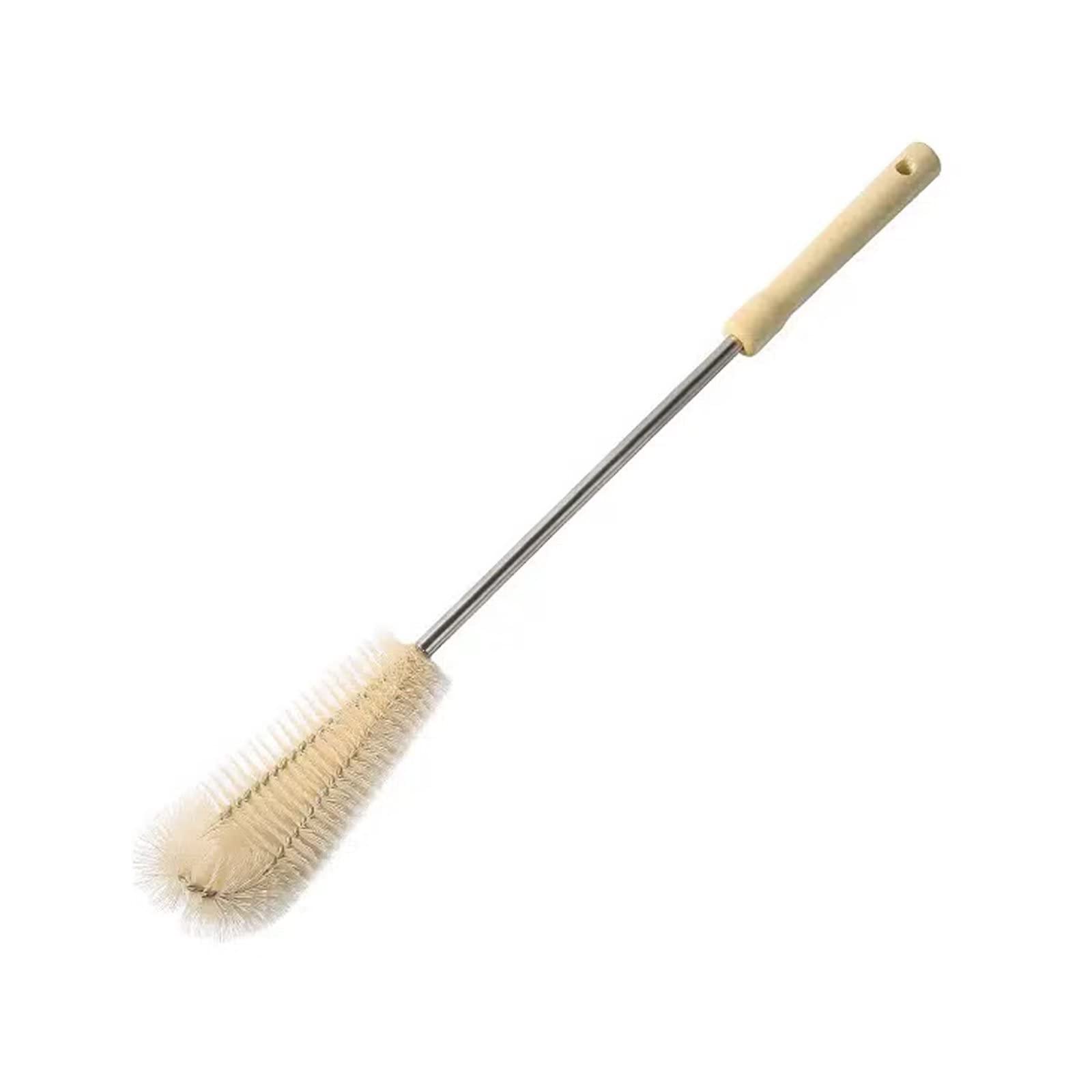 Bottle Brush Cleaner Long Wooden Handle Water Bottle Cleaning Brush Natural Bristle Kitchen Scrub Bottle Brush for Baby Bottle, Cup, Jug, Teapot, Pot(L,19.7inch)