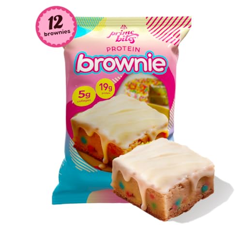 Image of Prime Bites High Protein Brownie Snack, Low Carb, Birthday Cake 12ct