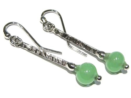 Boucles d'oreilles chrysoprase argent 925 pendantes pierre verte forme balle pour femme