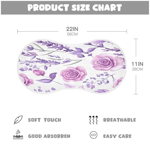 Roses and Lavender Burp Cloths Cotton Baby Washcloths,Large 22x11in Burping Cloth Absorbent and Soft for Newborn Baby Boys and Girls,2 Pack4