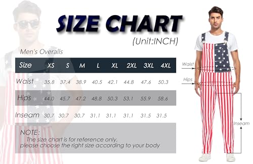 Yuanbang American Flag Overalls Pants Adjustable Straps Mens Red White And Blue Jean Coveralls 4Th Of July Romper thumb #3
