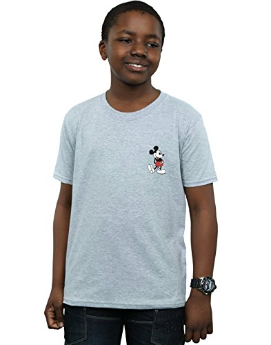 Disney Boys Mickey Mouse Kickin Retro Chest T-Shirt Sport Grey 7-8 Years