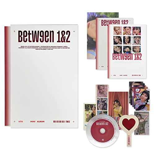 TWICE - [BETWEEN 1&2] (Complete Ver.) Photobook + CD-R + BOX + Polaroid + Postcard + Sticker + Message Photocard + Heart Glass + Folded Poster + Photocard + 2 Pin Button Badges