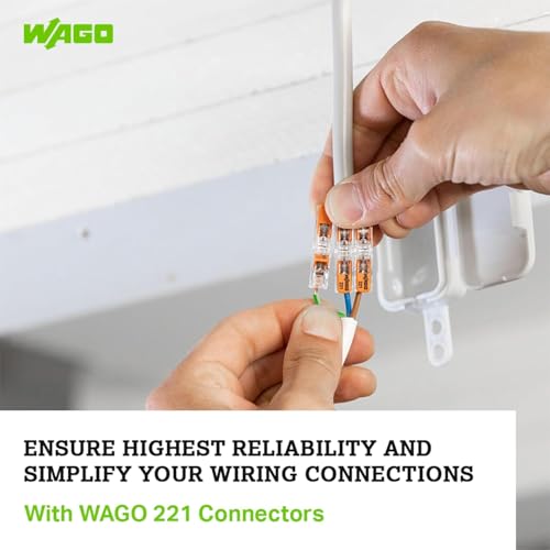 Image of WAGO 221-2411 | Inline Electrical Wire Connector | Pack of 12 | Easy-to-Use, Tool-Free, Compact - For Home, DIY & Electrical Projects - 2-Conductor