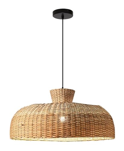 Lustre boho rustique de 19,7 pouces et suspension tissée pour chambre et cuisine
