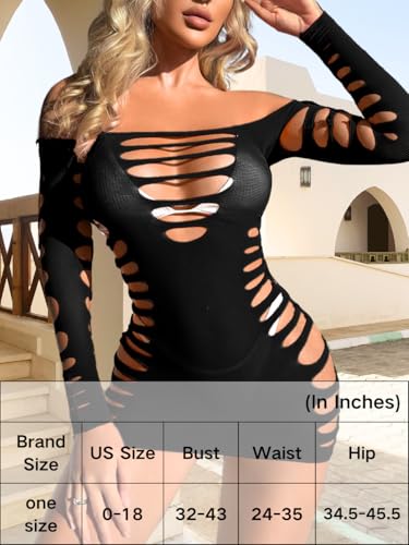 Image of Kaei&Shi Sexy Club Outfits for Women,Mesh Cutout Mini Dress,Off Shoulder Birthday Bodycon Dresses