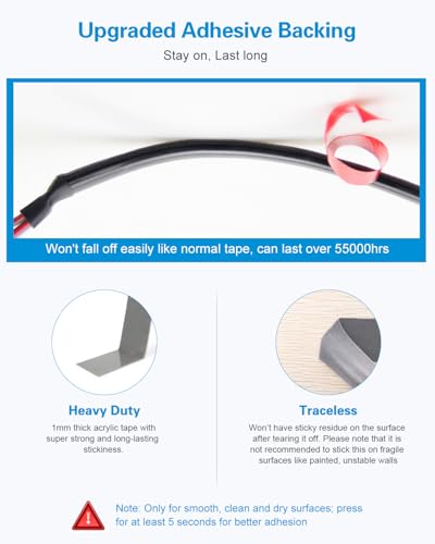 Image of ALITOVE 12V LED Light Strip WS2811 Addressable RGB IC LED Strip Light 300LEDs 16.4ft LED Lights for Bedroom Black Diffuser Upgraded Adhesive Back IP65 Waterproof (Without Power Supply & Controller)