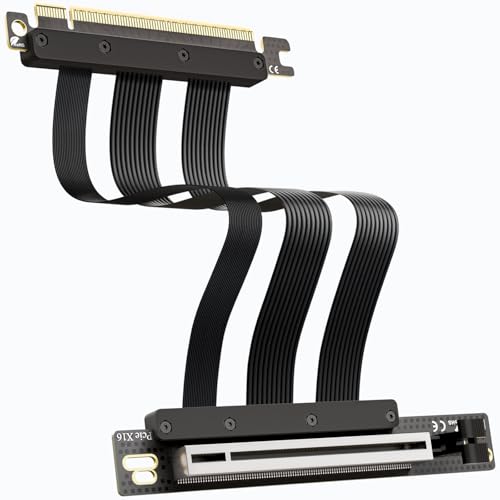 Neuonn PCI-E 5.0 Riser Cable, PCIe 5.0 X16 High Speed Flexible GPU Riser Cable with PCI Express Port for GPU Extension Card, Length 20cm (Black)
