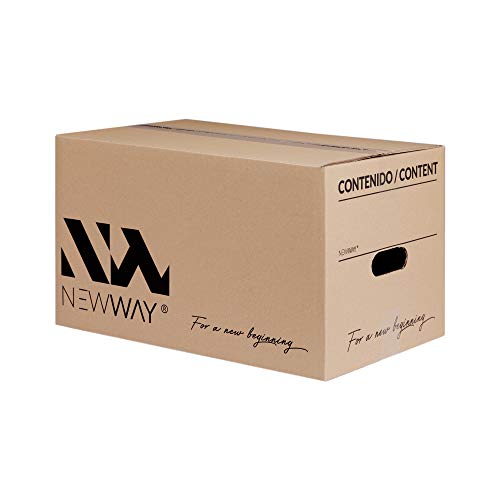 Pack 20 cajas de cartón para mudanza y almacenaje 430x300x250mm con asas fabricadas en España con cartón ecológico altamente resistente una capa CALIDAD BASIC