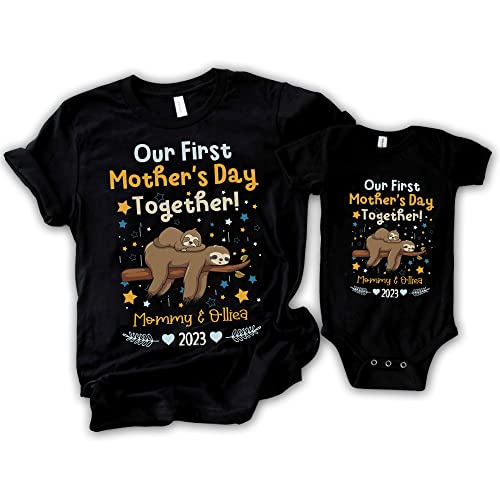 Our First Mother's Day Together 2023 Shirts, Sloth Matching Mom and Baby, Our First Mother’s Day Matching Shirt
