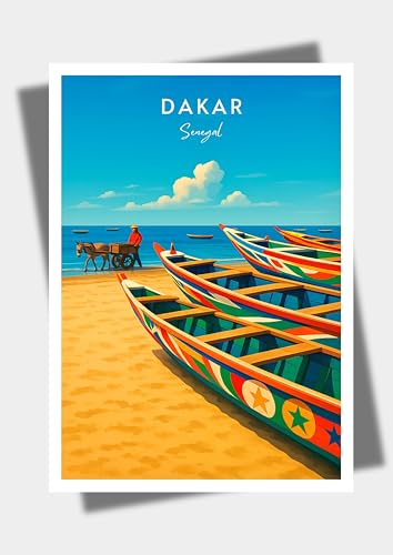Générique Affiche murale deco - voyage - Dakar, Senegal, Afrique - art moderne, cadeau, poster, impression, illustration - JLprint (A3-29,7 x 42 cm)