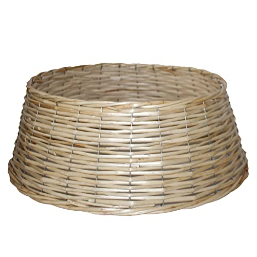 TIENDA EURASIA - Cubre Pie Arbol Navidad de Mimbre, Cesta de Decoracion Navideña y Elegante (Natural, 39 x 18 x 49 cm)