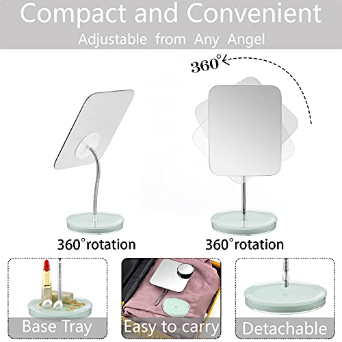 Jasefa Desk Makeup Mirror With 1X/10X Magnification,360° Rotation Flexible Gooseneck Mirror With Stand,Tabletop Cosmetic Mirror,Good For Shower Shaving Traveling-Green #TOP3