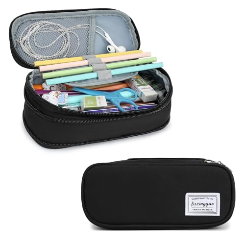 Image of FUXINGYAO Pencil Case, Multi-compartment Pencil Pouch, Portable Pencil Bag (2101-big-BK)