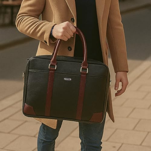 Image of Laptop Bag for Man Leather | Office Laptop Bag for Men with Shoulder Strap | Sleek Formal Bag for Man | Leather Messenger Bag for Men | Professional Office Bag